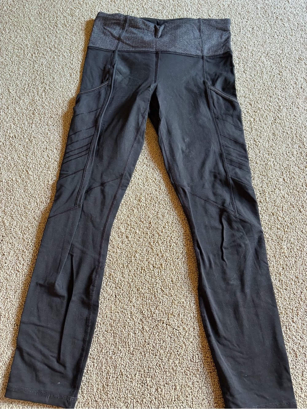 lululemon athletica Black Textured-Waist Performance Leggings